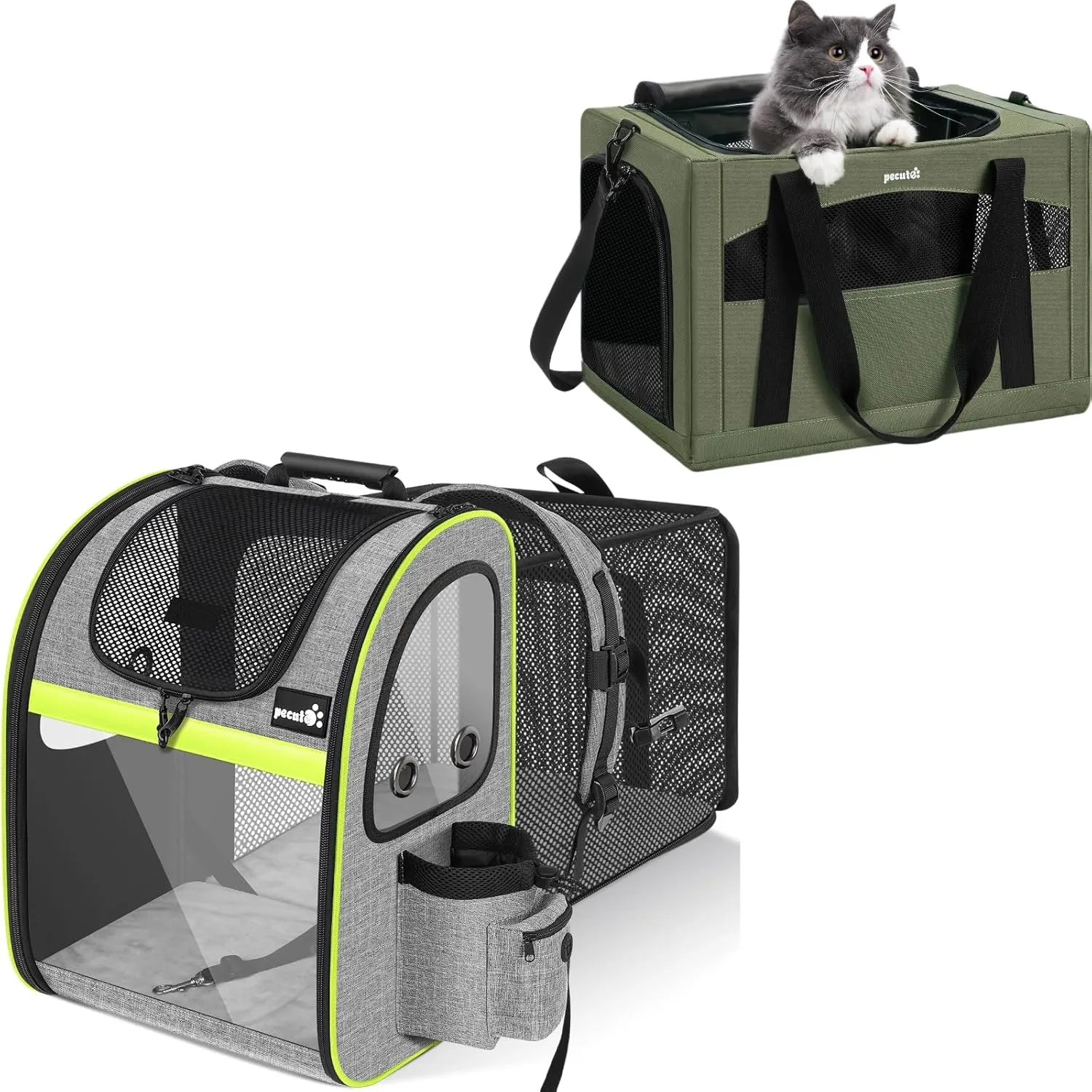 Pecute Cat Carrier Backpacks, Expandable Cat Backpack with Breathable Mesh, and Cat Carrier Stale, Pet Carrier Breathable and Portable,