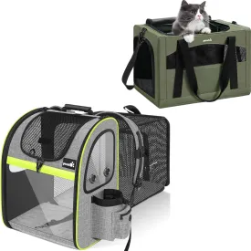 Pecute Cat Carrier Backpacks, Expandable Cat Backpack with Breathable Mesh, and Cat Carrier Stale, Pet Carrier Breathable and Portable,