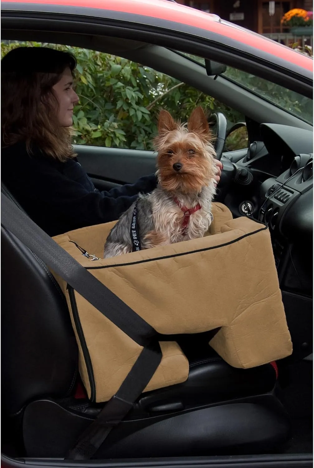 Pet Gear Lookout Booster Car Seat, Removable Comfort Pillow, Safety Tether Included, Installs in Seconds, No Tools Required, Sand