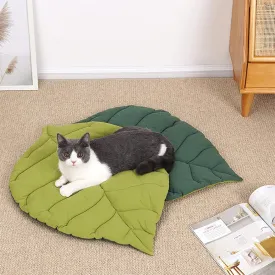 QXPDD Double-Sided Leaves Shaped Pet Mats Soft Cotton Cat Puppy Cushion Mattress Portable Camping Travel Pet Mat for Small Dogs and Cats,Leaf Mat
