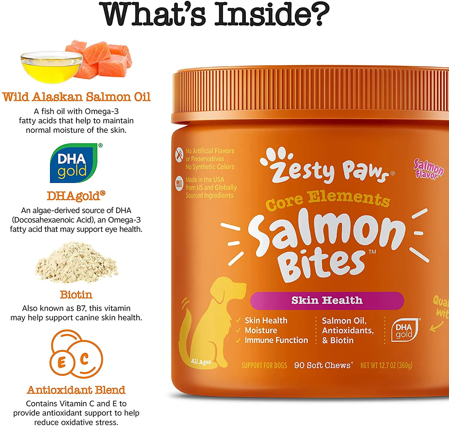 Salmon Fish Oil Omega 3 with Wild Alaskan Salmon Oil - Anti Itch Skin & Coat   Allergy Support - Hip & Joint   Arthritis Dog Supplement   EPA & DHA