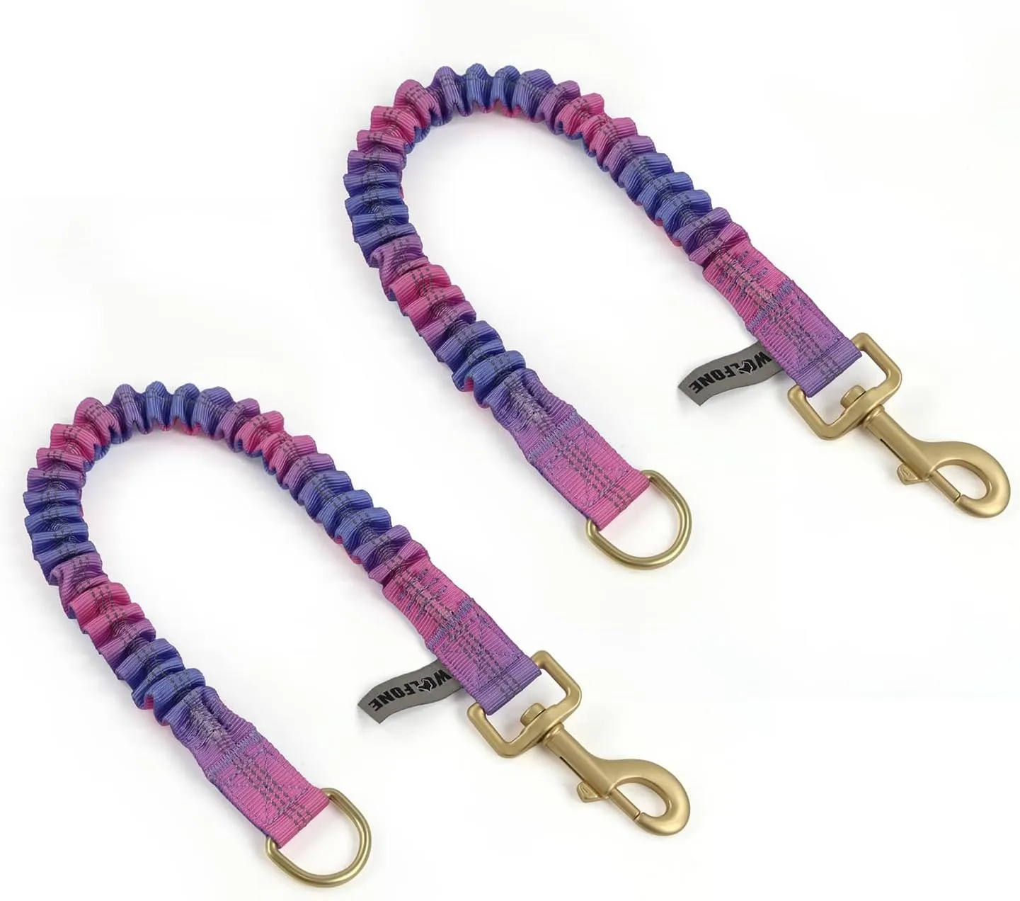 Shock Absorber Reflective Threads Bungee Dog Leash for RunningTrainningRecall 2-Pack Purple-Pink Gradient