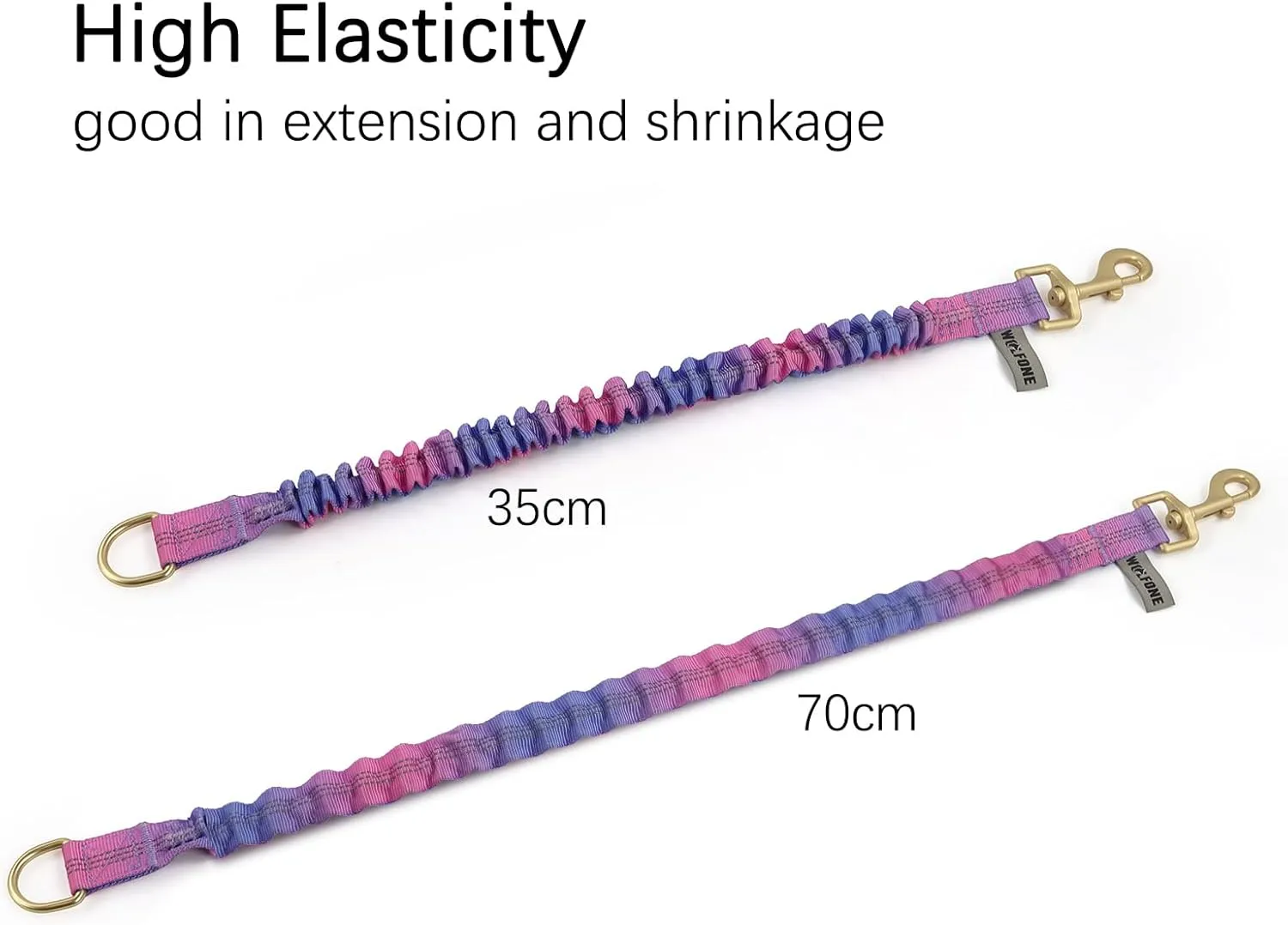 Shock Absorber Reflective Threads Bungee Dog Leash for RunningTrainningRecall 2-Pack Purple-Pink Gradient