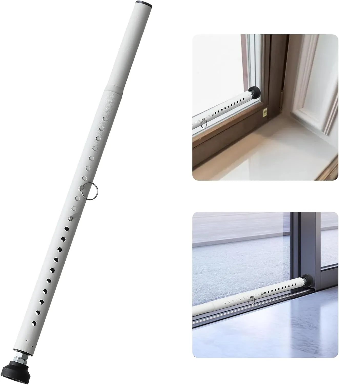 Sliding Door Security Bar - 18-50inchs Adjustable Sliding Glass Door Lock&Window Security Bar,1.18Childproof Heavy Duty Burglar Bar for Window,Patio Doors,Kitchen,Balcony Sliders,Apartment(White)