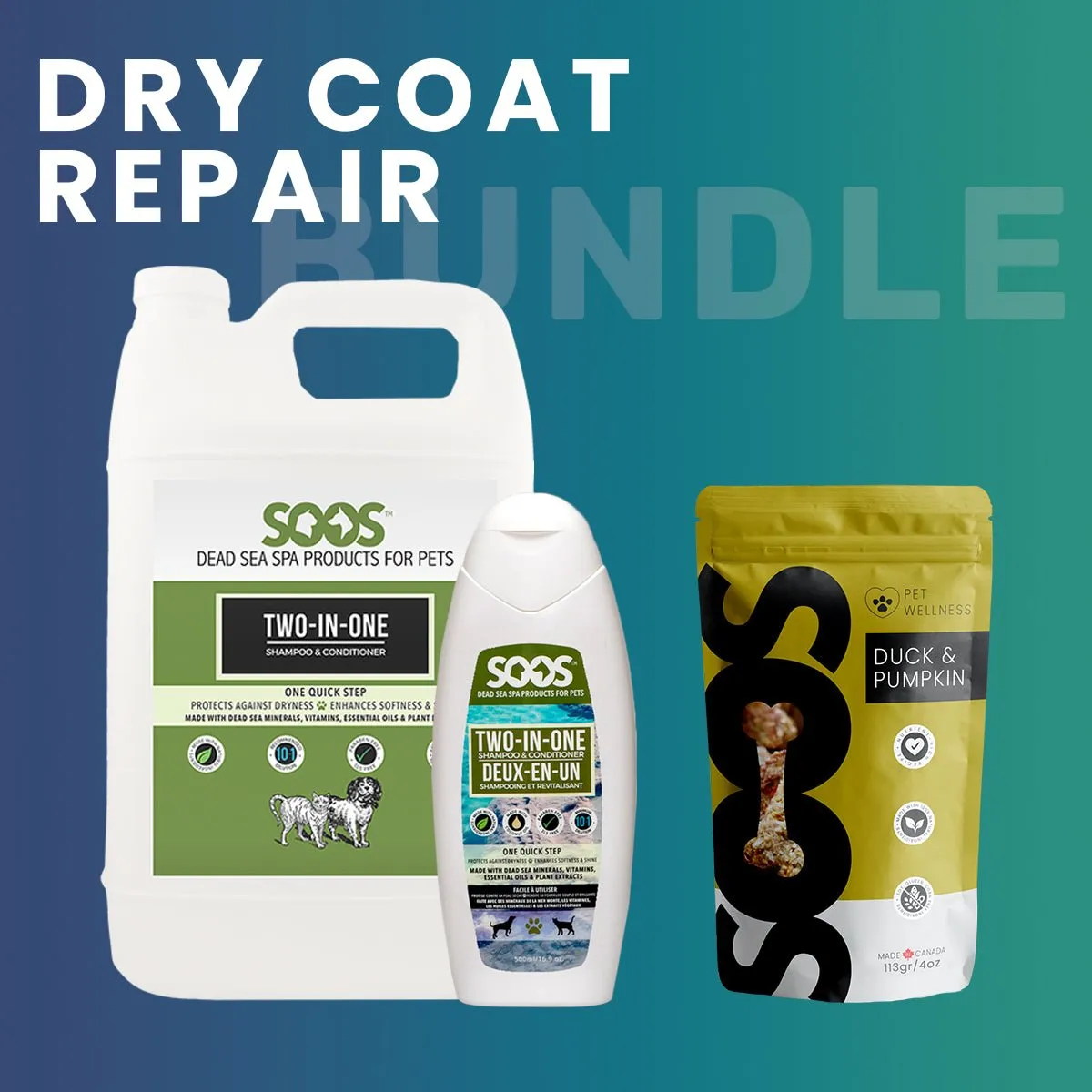 Soos Wellness Dry Coat Repair Bundle for Dog & Cat