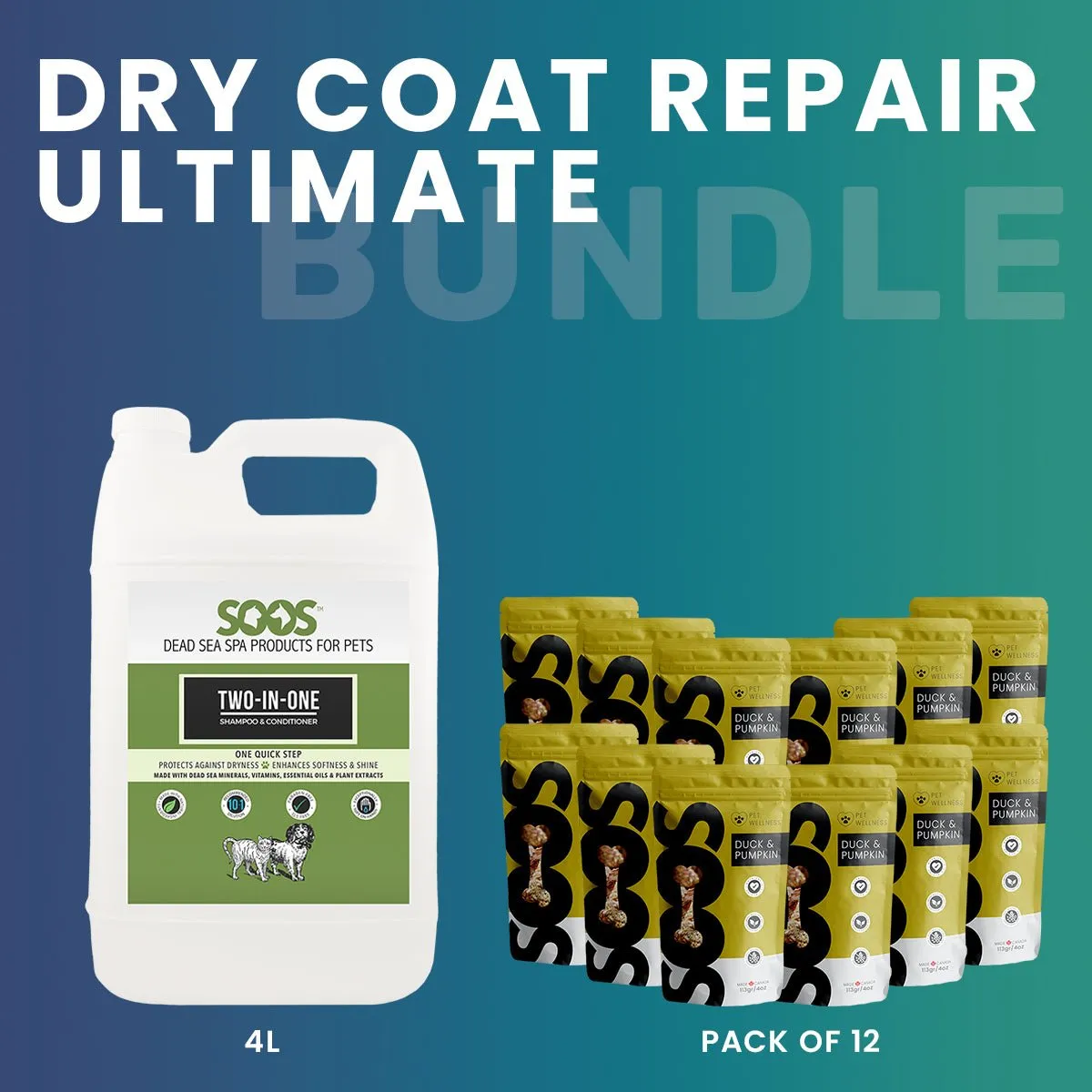 Soos Wellness Dry Coat Repair Bundle for Dog & Cat