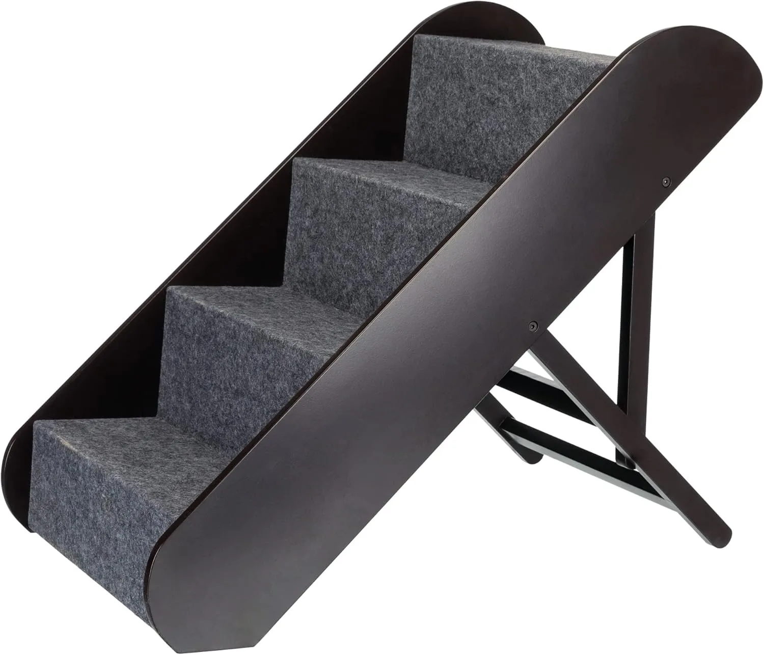 TRIXIE Dog Stairs with Nonslip Carpet - 4 Step Pet Stairs for Beds and Couches - Easily Adjustable - in Espresso Brown