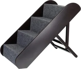 TRIXIE Dog Stairs with Nonslip Carpet - 4 Step Pet Stairs for Beds and Couches - Easily Adjustable - in Espresso Brown