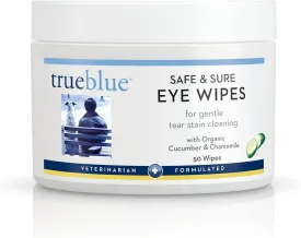 TrueBlue Cucumber & Chamomile Safe and Sure Dog Eye Wipes  Pre-Moistened Textured Pads for Tear Stain Eye Cleaning  Cleansing Eye Wipe for Dogs, Puppies  Non-Toxic, All-Natural  50 Count