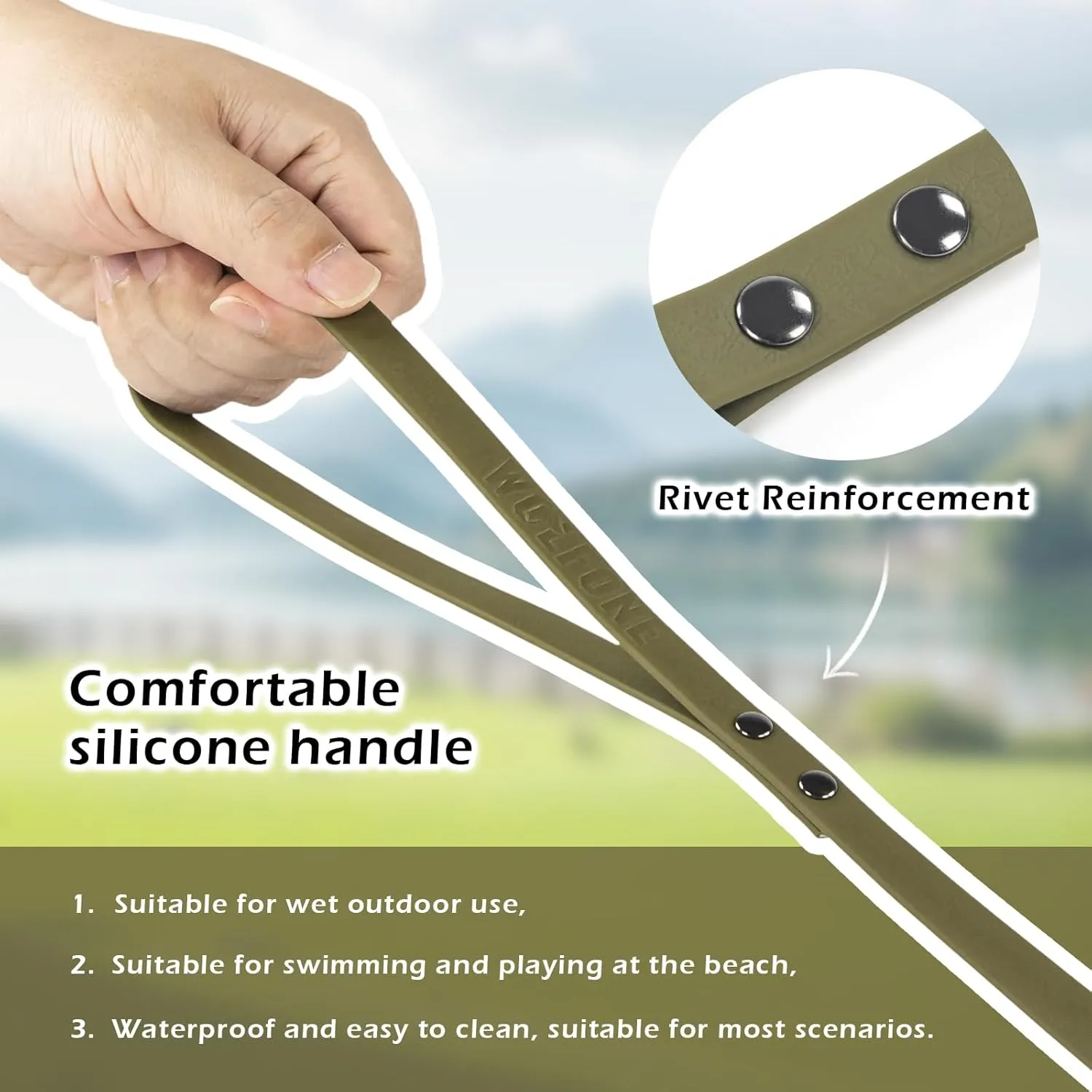 Waterproof Dog Training Leash Long Line - Army Green 10ft Outdoor Lead for Recall, Beach, Swimming, Hiking - Strong Longline for Small Medium Large Dogs