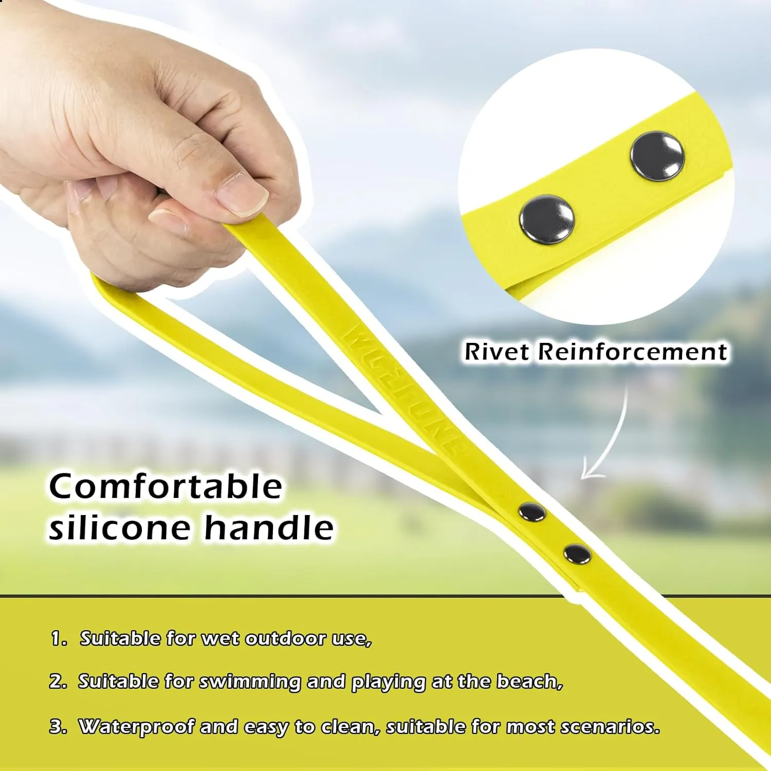Waterproof Dog Training Leash Long Line - Yellow 10ft Outdoor Lead for Recall, Beach, Swimming, Hiking - Strong Longline for Small Medium Large Dogs