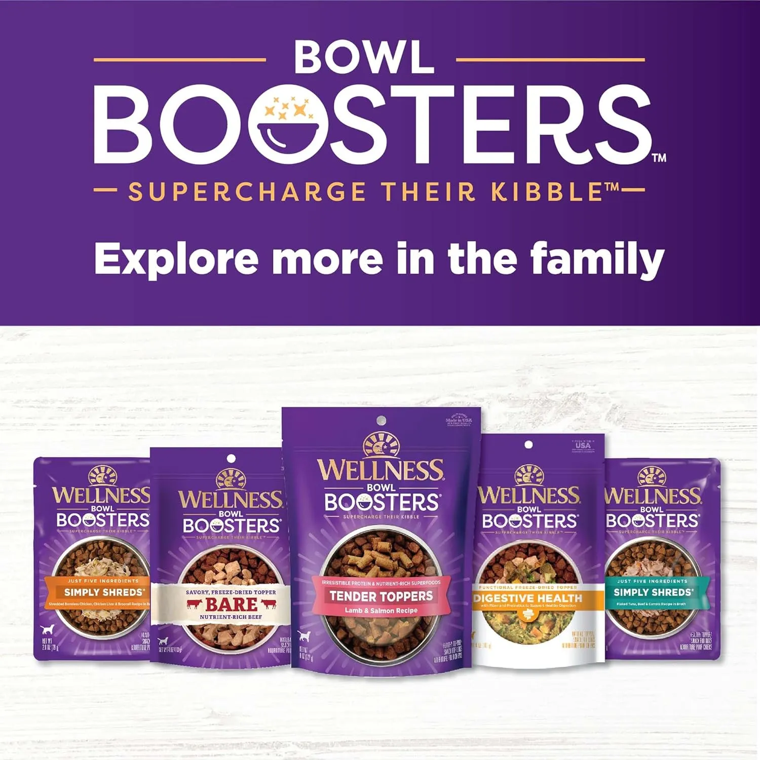 Wellness CORE Bare Bowl Boosters for Dogs, Grain-Free Freeze-Dried Food Mixer Or Topper, Made with Natural Ingredients (Turkey, 4-Ounce Bag) (Pack of 2)
