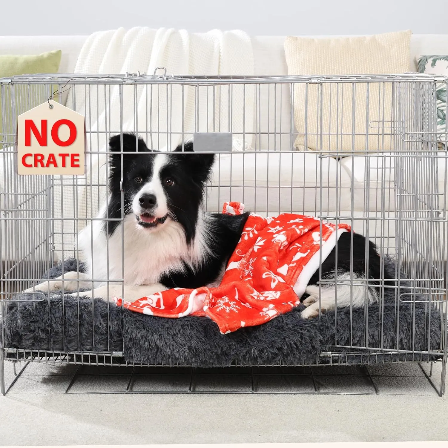 XL Orthopedic Dog Beds Large Sized Dog, Washable Dog Bed with Removable Cover, Waterproof Dog Crate Bed with Non-Slip Bottom, Fluffy Pet Bed 4127 Inch, Dark Grey