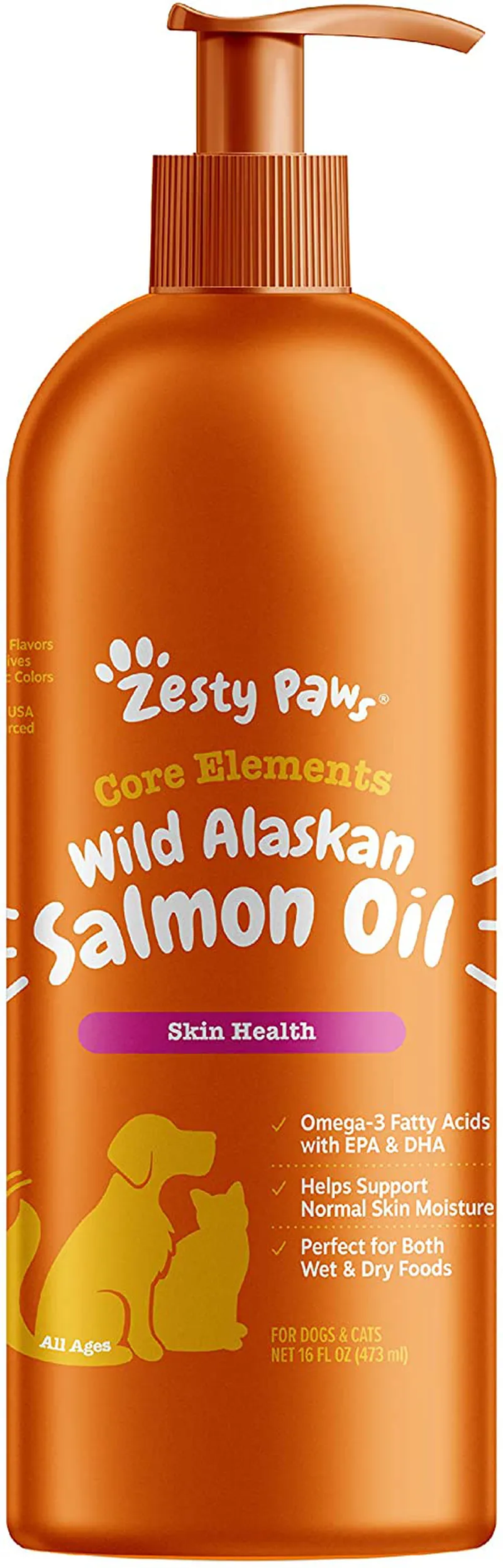 Zesty Paws Pure Wild Alaskan Salmon Oil for Dogs and Cats Supports Joint Function Immune Heart Health Omega 3 Liquid Food Supplement